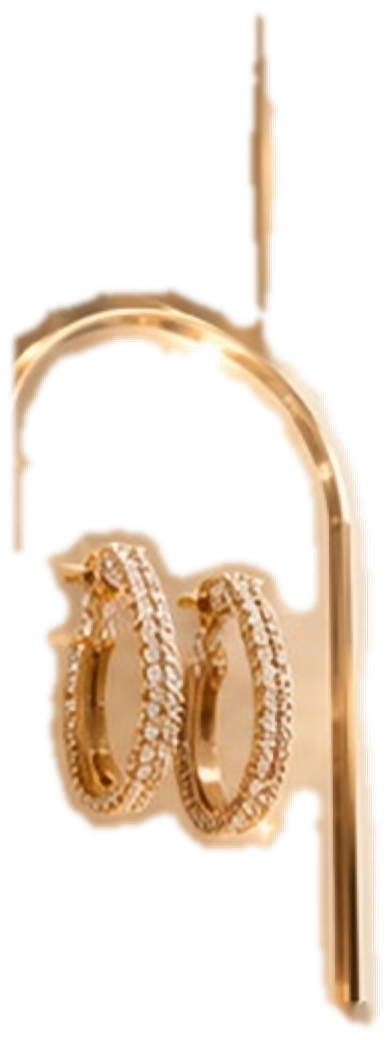 Modern Classics earrings in a hanging glass display