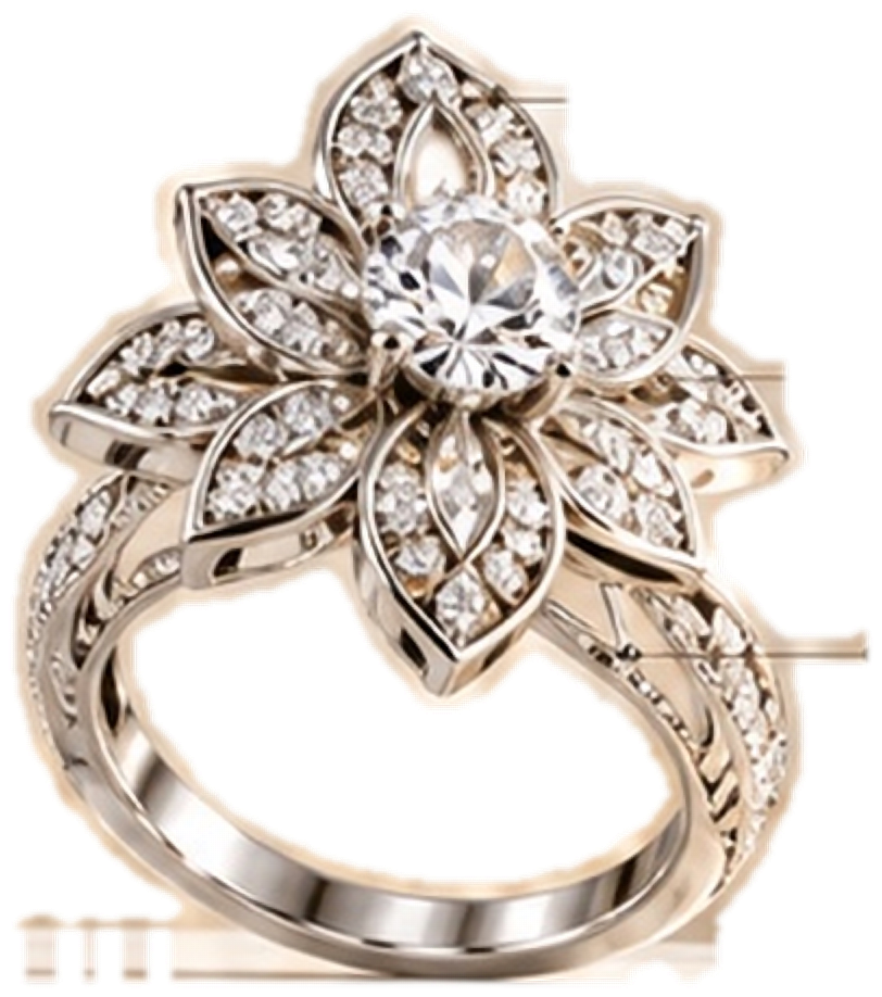 The Blossom — floral silver ring with pavé petals