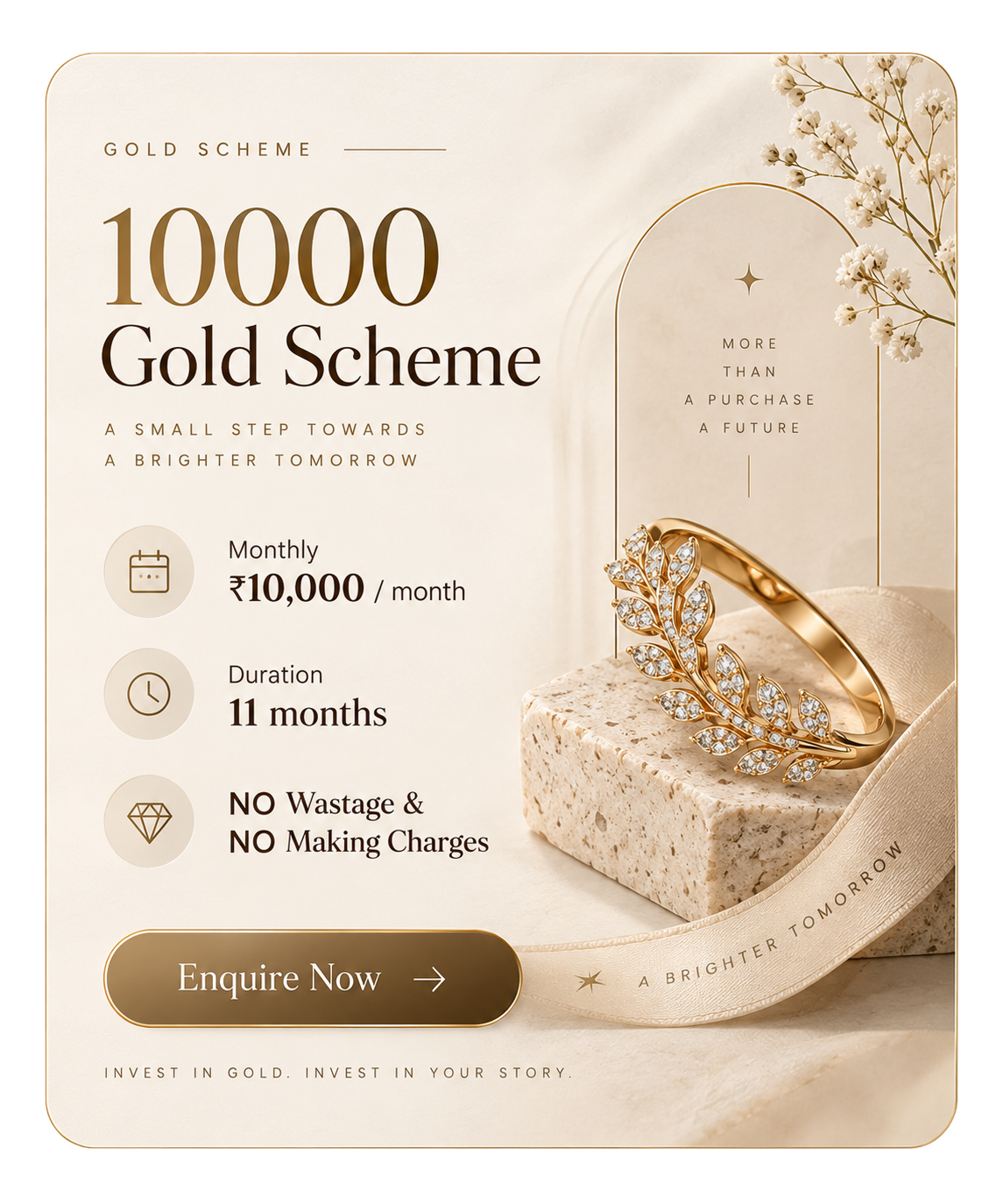 10,000 Gold Scheme &mdash; Rs 10,000 per month for 11 months, no wastage or making charges